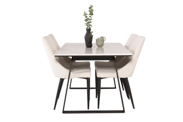 Estelle Matgrupp 140 cm Rektangulär med 4 Leone stolar - Svart - Möbler - Bord & matgrupp - Matgrupp