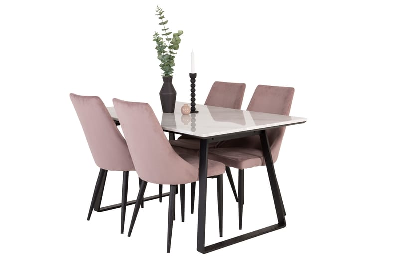 Estelle Matgrupp 140 cm Rektangulär med 4 Leone stolar - Svart - M�öbler - Bord & matgrupp - Matgrupp