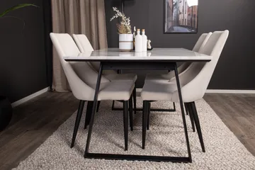 Estelle Matgrupp 140 cm Rektangulär med 4 Leone stolar - Svart - Möbler - Bord & matgrupp - Matgrupp