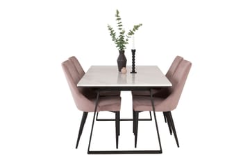 Estelle Matgrupp 140 cm Rektangulär med 4 Leone stolar - Svart - Möbler - Bord & matgrupp - Matgrupp