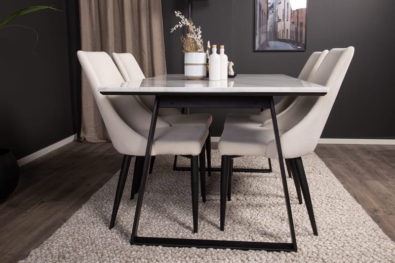 Estelle Matgrupp 140 cm Rektangulär med 4 Leone stolar - Svart - M�öbler - Bord & matgrupp - Matgrupp