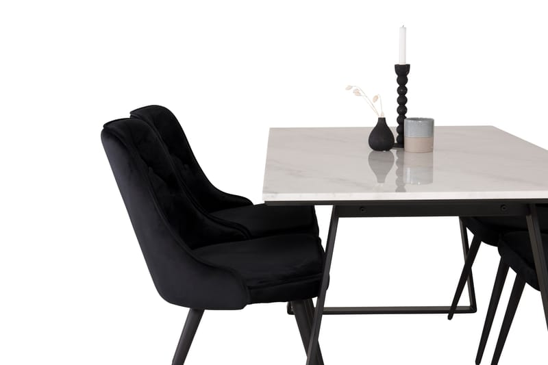 Estelle Matgrupp 140 cm Rektangulär med 4 Velvet Deluxe stolar - Svart - Möbler - Bord & matgrupp - Matgrupp