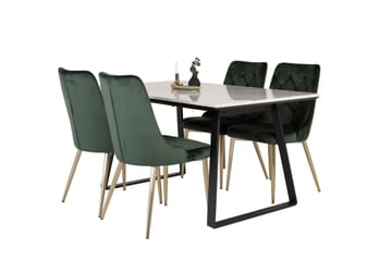 Estelle Matgrupp 140 cm Rektangulär med 4 Velvet Deluxe stolar - Svart/Guld - Möbler - Bord & matgrupp - Matgrupp