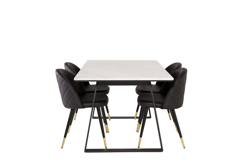 Estelle Matgrupp 140 cm Rektangulär med 4 Velvet stolar, Svart