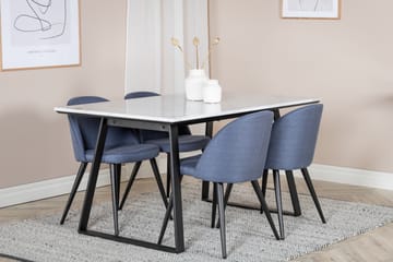 Estelle Matgrupp 140 cm Rektangulär med 4 Velvet stolar - Svart - Möbler - Bord & matgrupp - Matgrupp