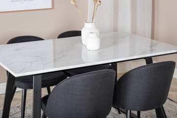 Estelle Matgrupp 140 cm Rektangulär med 4 Velvet stolar - Svart - Möbler - Bord & matgrupp - Matgrupp
