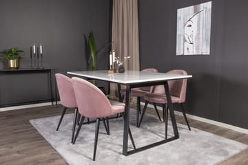 Estelle Matgrupp 140 cm Rektangulär med 4 Velvet stolar - Svart - Möbler - Bord & matgrupp - Matgrupp