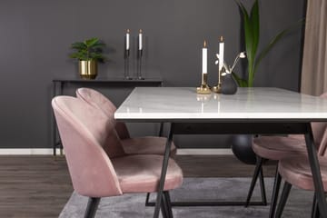 Estelle Matgrupp 140 cm Rektangulär med 4 Velvet stolar - Svart - Möbler - Bord & matgrupp - Matgrupp