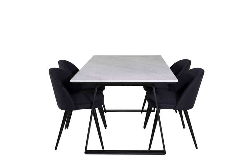 Estelle Matgrupp 140 cm Rektangulär med 4 Velvet stolar, Svart