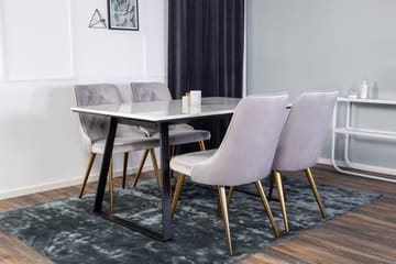 Estelle Matgrupp 140 cm Rektangulär med 4 Velvet stolar - Svart/Guld - Möbler - Bord & matgrupp - Matgrupp