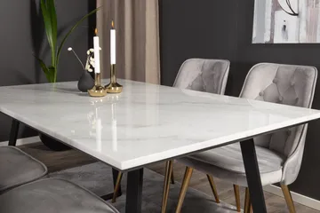 Estelle Matgrupp 140 cm Rektangulär med 4 Velvet stolar - Svart/Guld - Möbler - Bord & matgrupp - Matgrupp