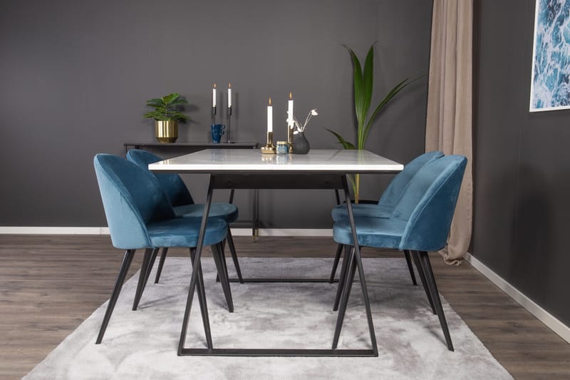 Estelle Matgrupp 140 cm Rektangulär med 4 Velvet stolar - Möbler - Bord & matgrupp - Matgrupp