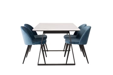 Estelle Matgrupp 140 cm Rektangulär med 4 Velvet stolar - Möbler - Bord & matgrupp - Matgrupp