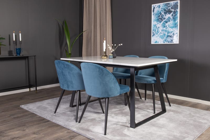 Estelle Matgrupp 140 cm Rektangulär med 4 Velvet stolar - Möbler - Bord & matgrupp - Matgrupp