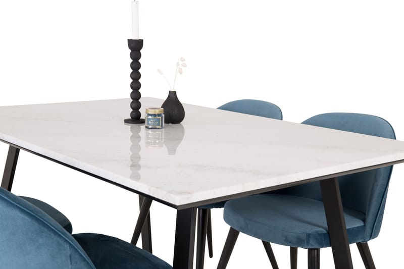 Estelle Matgrupp 140 cm Rektangulär med 4 Velvet stolar - Möbler - Bord & matgrupp - Matgrupp
