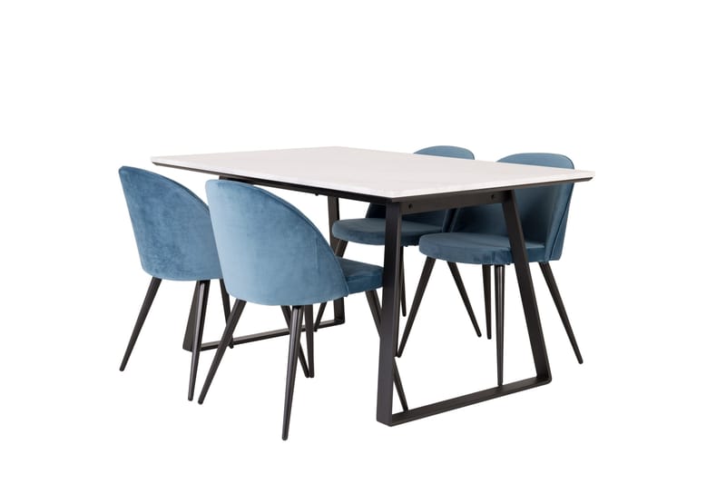 Estelle Matgrupp 140 cm Rektangulär med 4 Velvet stolar - Möbler - Bord & matgrupp - Matgrupp