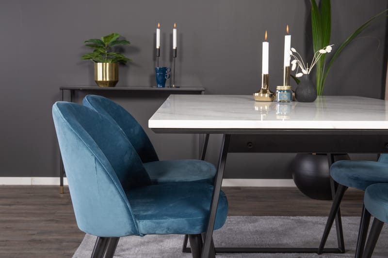 Estelle Matgrupp 140 cm Rektangulär med 4 Velvet stolar - Möbler - Bord & matgrupp - Matgrupp