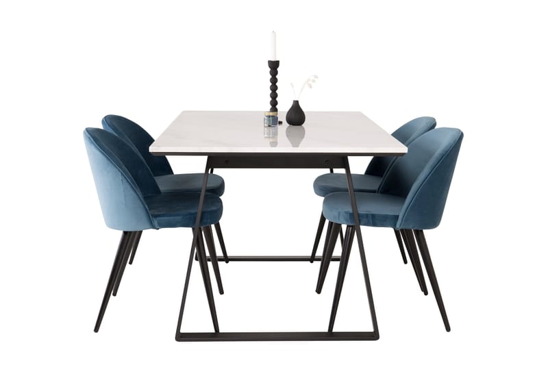 Estelle Matgrupp 140 cm Rektangulär med 4 Velvet stolar - Möbler - Bord & matgrupp - Matgrupp