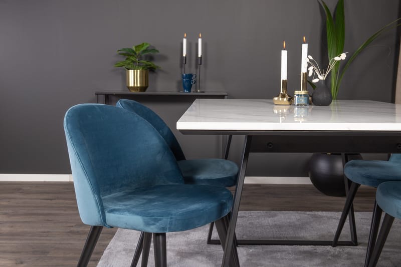 Estelle Matgrupp 140 cm Rektangulär med 4 Velvet stolar - Möbler - Bord & matgrupp - Matgrupp