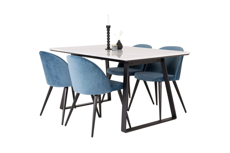 Estelle Matgrupp 140 cm Rektangulär med 4 Velvet stolar - Möbler - Bord & matgrupp - Matgrupp