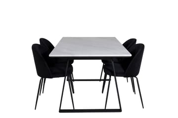 Estelle Matgrupp 140 cm Rektangulär med 4 Wrinkles stolar - Svart - Möbler - Bord & matgrupp - Matgrupp