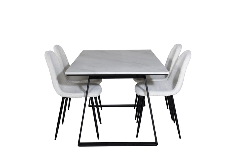 Estelle Matgrupp 140 cm Rektangulär med 4 Polar stolar - Svart - Möbler - Bord & matgrupp - Matgrupp