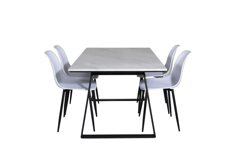 Estelle Matgrupp 140 cm Rektangulär med 4 Polar stolar, Svart