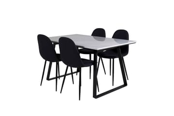 Estelle Matgrupp 140 cm Rektangulär med 4 Polar stolar - Svart - Möbler - Bord & matgrupp - Matgrupp