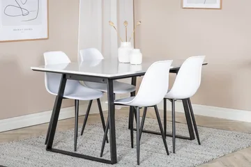 Estelle Matgrupp 140 cm Rektangulär med 4 Polar stolar - Svart - Möbler - Bord & matgrupp - Matgrupp