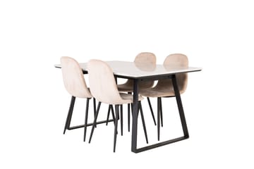 Estelle Matgrupp 140 cm Rektangulär med 4 Polar stolar - Beige - Möbler - Bord & matgrupp - Matgrupp