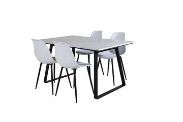 Estelle Matgrupp 140 cm Rektangulär med 4 Polar stolar - Svart - Möbler - Bord & matgrupp - Matgrupp