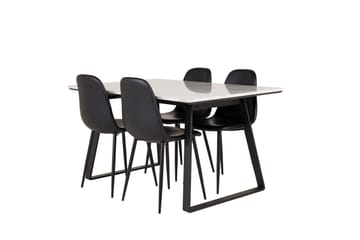 Estelle Matgrupp 140 cm Rektangulär med 4 Polar stolar - Svart - Möbler - Bord & matgrupp - Matgrupp