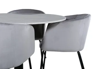 Estelle Rund Matgrupp 106 cm med 4 Berit Matstolar - ljusgrått sammetstyg - Möbler - Bord & matgrupp - Matgrupp