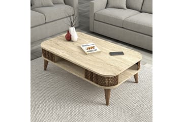 Eylul Rektangulärt Soffbord 105 cm med Hyllor i Trä - Beige - Möbler - Bord & matgrupp - Soffbord