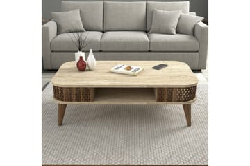 Eylul Rektangulärt Soffbord 105 cm med Hyllor i Trä - Beige - Möbler - Bord & matgrupp - Soffbord