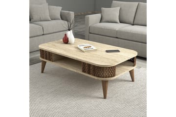 Eylul Rektangulärt Soffbord 105 cm med Hyllor i Trä - Beige - Möbler - Bord & matgrupp - Soffbord