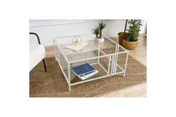 Ezer Soffbord 80 cm - Vit/Transparent - Möbler - Bord & matgrupp - Soffbord