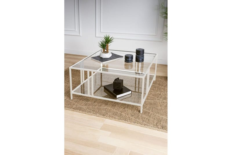 Ezer Soffbord 80 cm - Vit/Transparent - Möbler - Bord & matgrupp - Soffbord