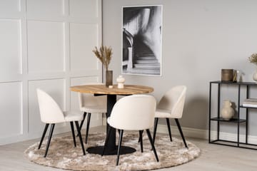Ezra Matgrupp 100 cm Rund med 4 Sedavi Stolar - Beige - Möbler - Bord & matgrupp - Matgrupp