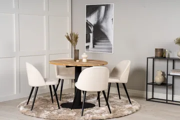 Ezra Matgrupp 100 cm Rund med 4 Sedavi Stolar - Beige - Möbler - Bord & matgrupp - Matgrupp