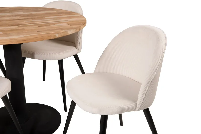 Ezra Matgrupp 100 cm Rund med 4 Sedavi Stolar - Beige - Möbler - Bord & matgrupp - Matgrupp