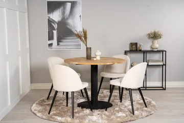 Ezra Matgrupp 100 cm Rund med 4 Sedavi Stolar - Beige - Möbler - Bord & matgrupp - Matgrupp