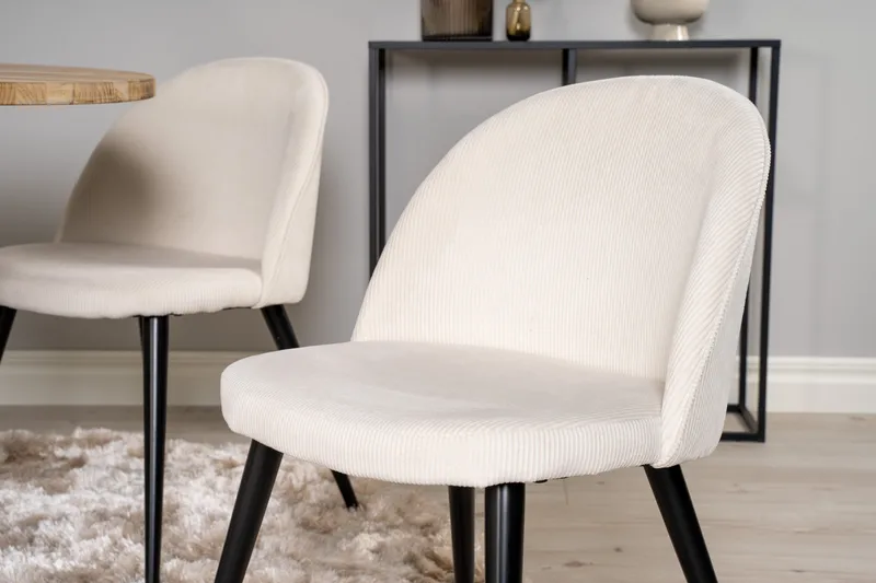 Ezra Matgrupp 100 cm Rund med 4 Sedavi Stolar - Beige - Möbler - Bord & matgrupp - Matgrupp