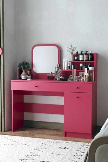 Fabrony Sminkbord med spegel 124 cm - Hallon - Möbler - Bord & matgrupp - Sminkbord & toalettbord