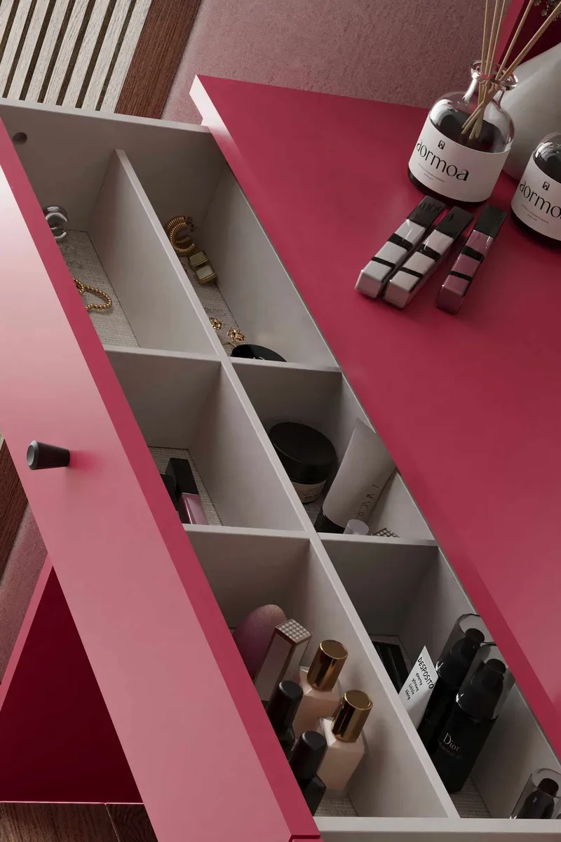 Fabrony Sminkbord med spegel 124 cm - Hallon - Möbler - Bord & matgrupp - Sminkbord & toalettbord