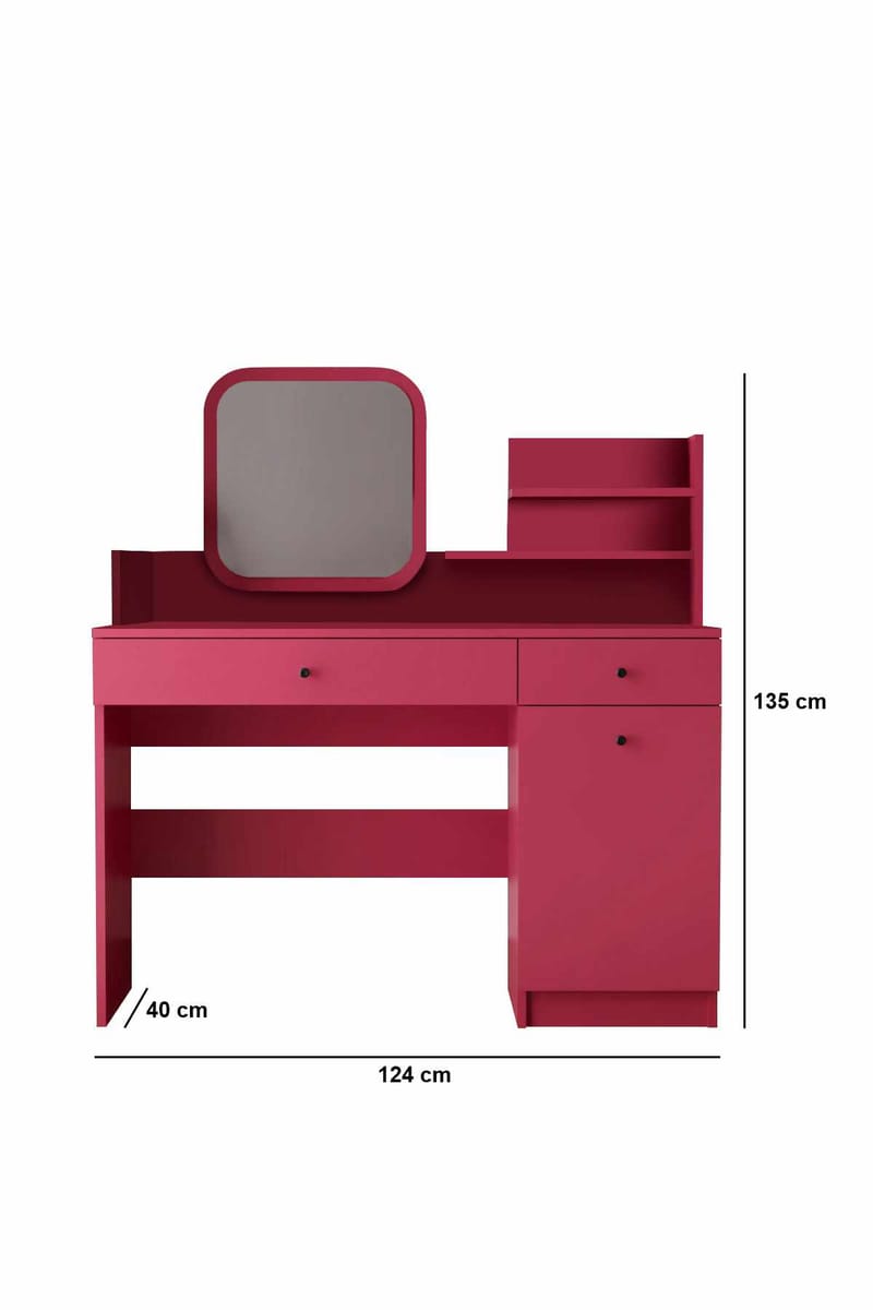 Fabrony Sminkbord med spegel 124 cm - Hallon - Möbler - Bord & matgrupp - Sminkbord & toalettbord