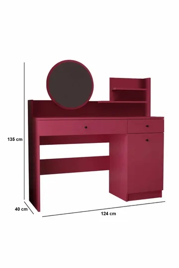 Fabrony Sminkbord med spegel 124 cm - Hallon - Möbler - Bord & matgrupp - Sminkbord & toalettbord