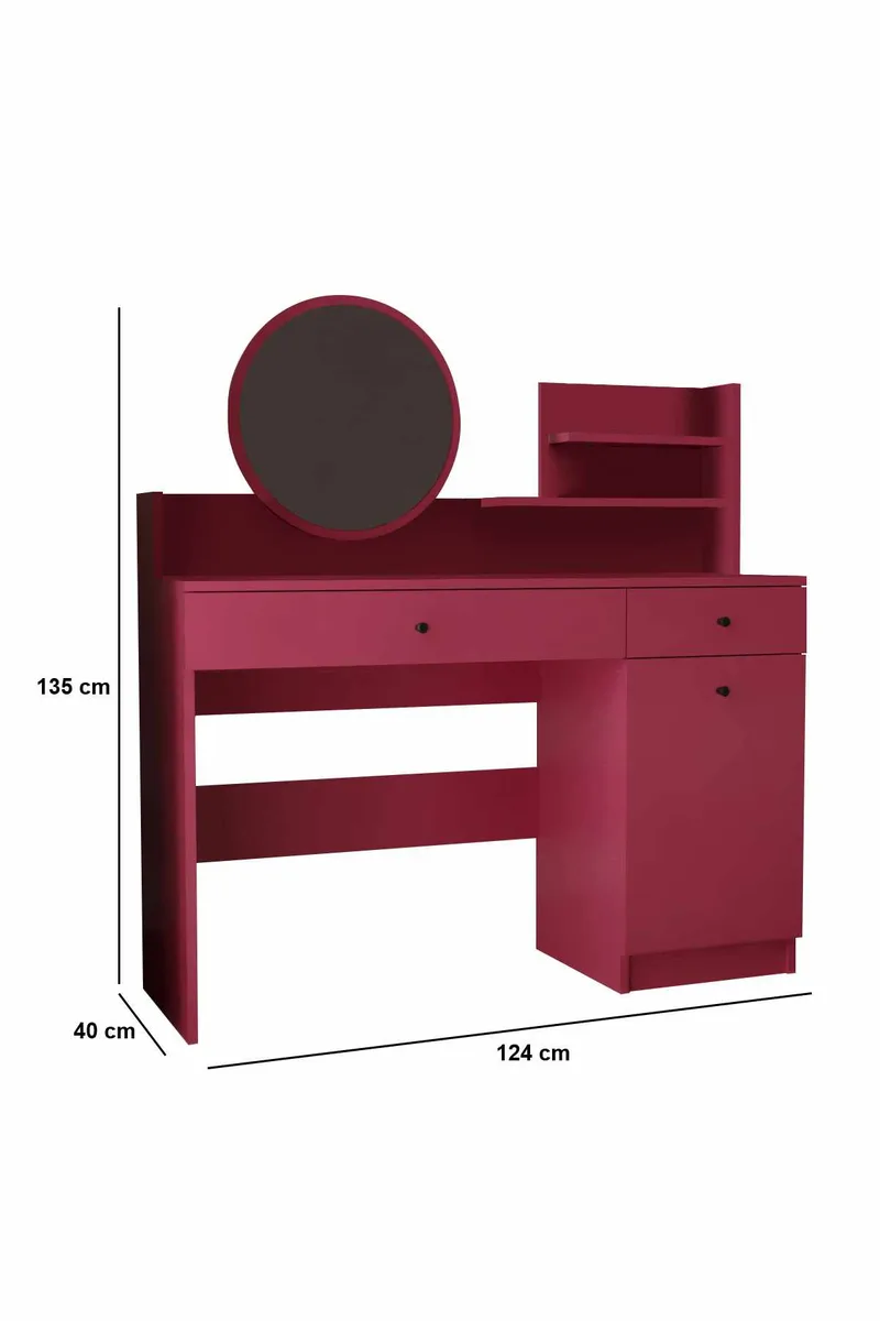 Fabrony Sminkbord med spegel 124 cm - Hallon - Möbler - Bord & matgrupp - Sminkbord & toalettbord