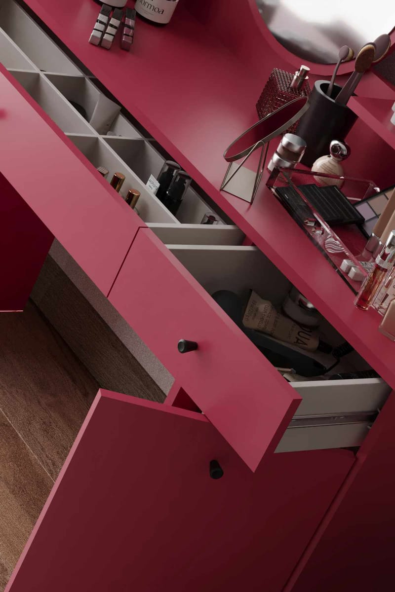 Fabrony Sminkbord med spegel 124 cm - Hallon - Möbler - Bord & matgrupp - Sminkbord & toalettbord