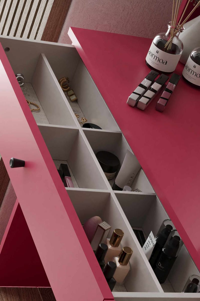 Fabrony Sminkbord med spegel 124 cm - Hallon - Möbler - Bord & matgrupp - Sminkbord & toalettbord